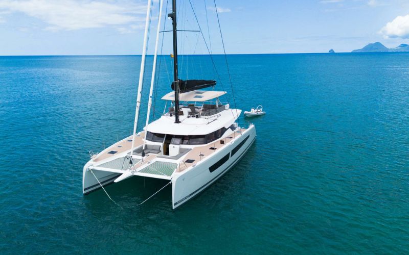 new 2024 built samana 59 fountaine pajot catamaran in sardinia and corsica